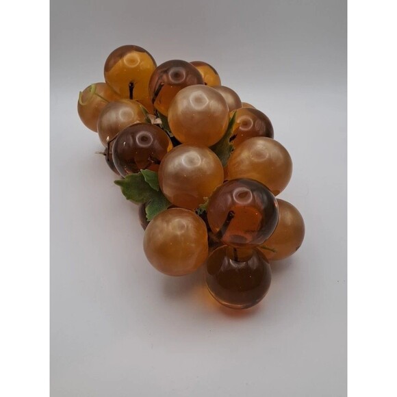 VTG MCM Moonglow Brown Amber Cream Swirl Lucite Grapes Large 9" Broken Stem - Picture 1 of 5